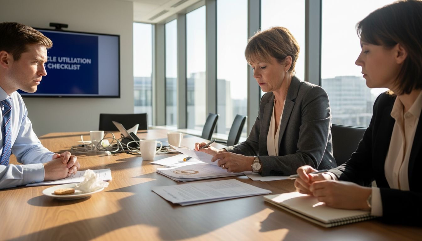 Manager reviewing car hire agreement in meeting