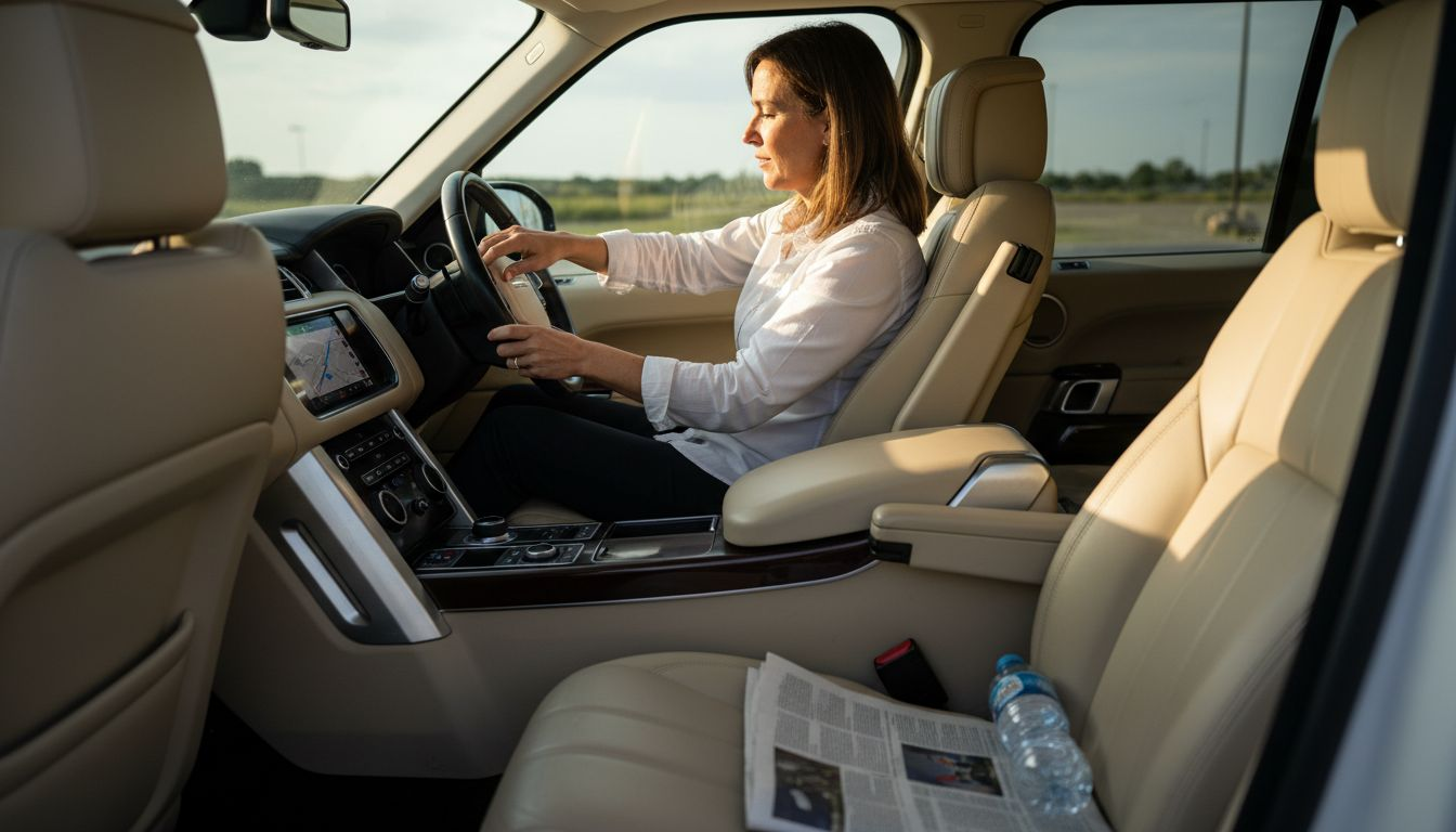Professional driver in luxury vehicle interior