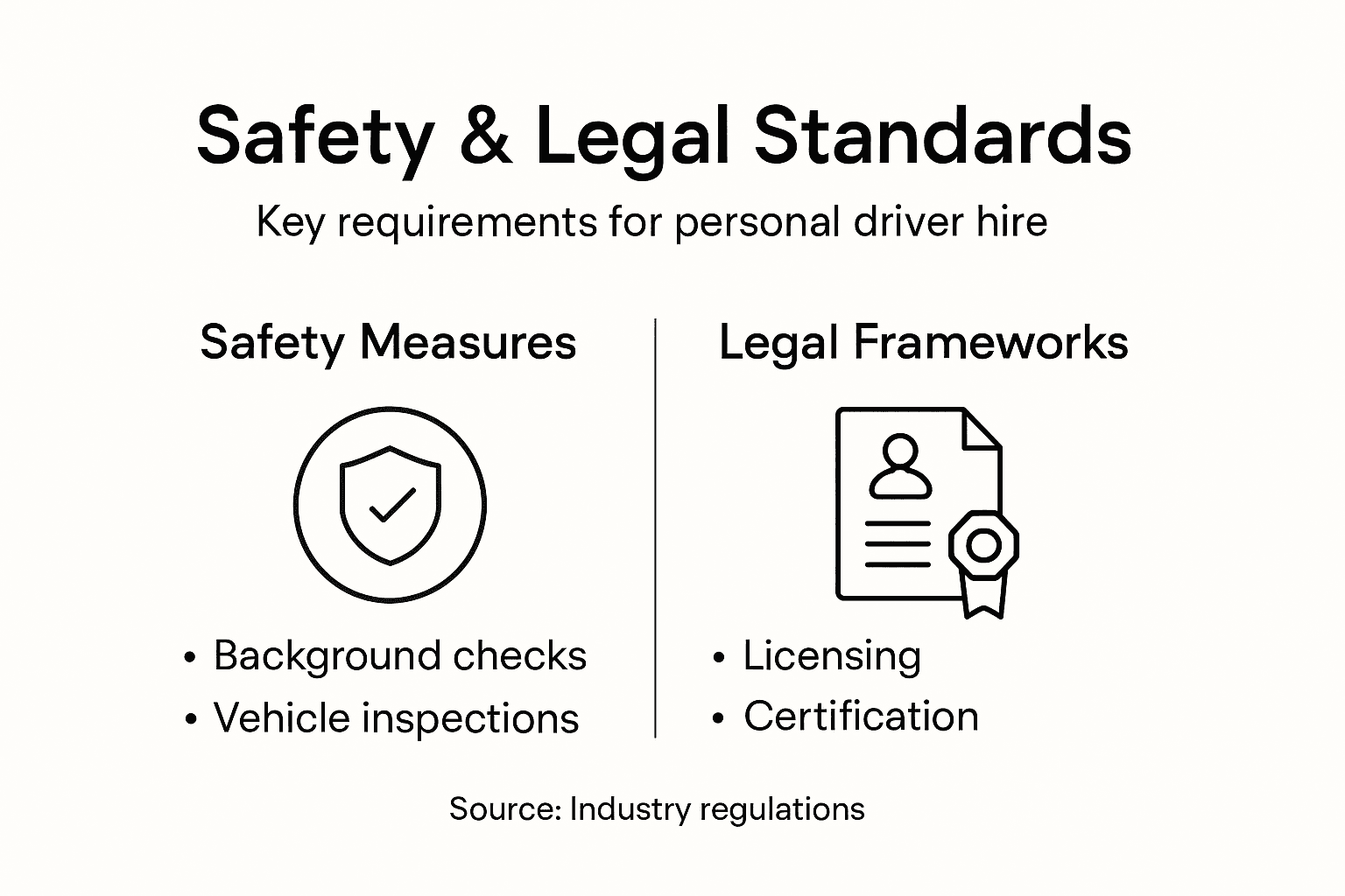 Infographic outlining driver hire safety and legal standards