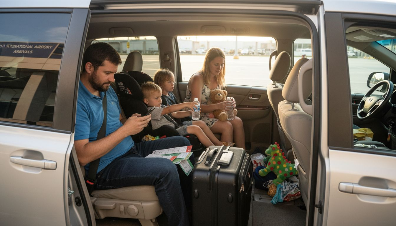 Family in minivan outside Orlando airport