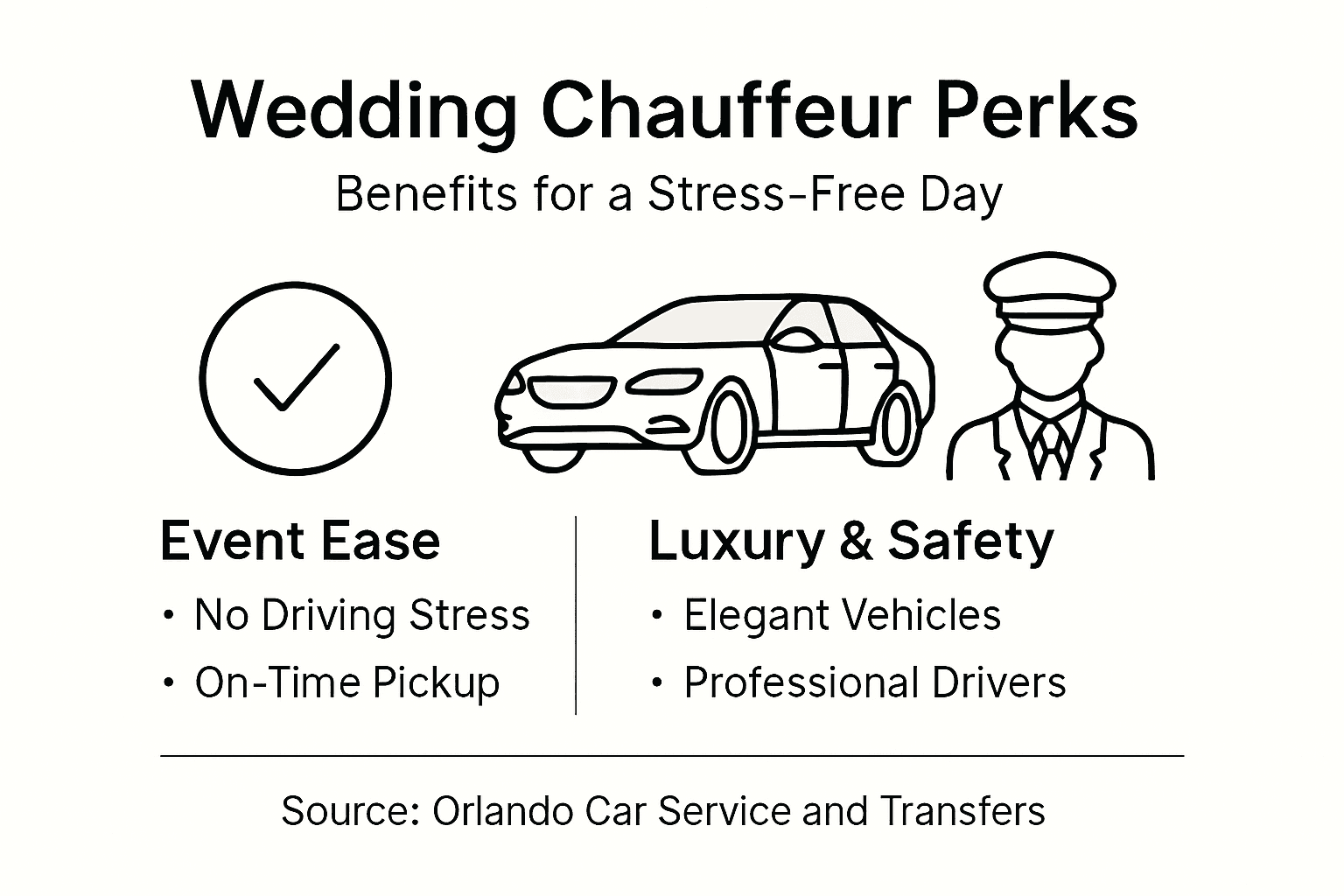 Infographic showing key wedding chauffeur service benefits