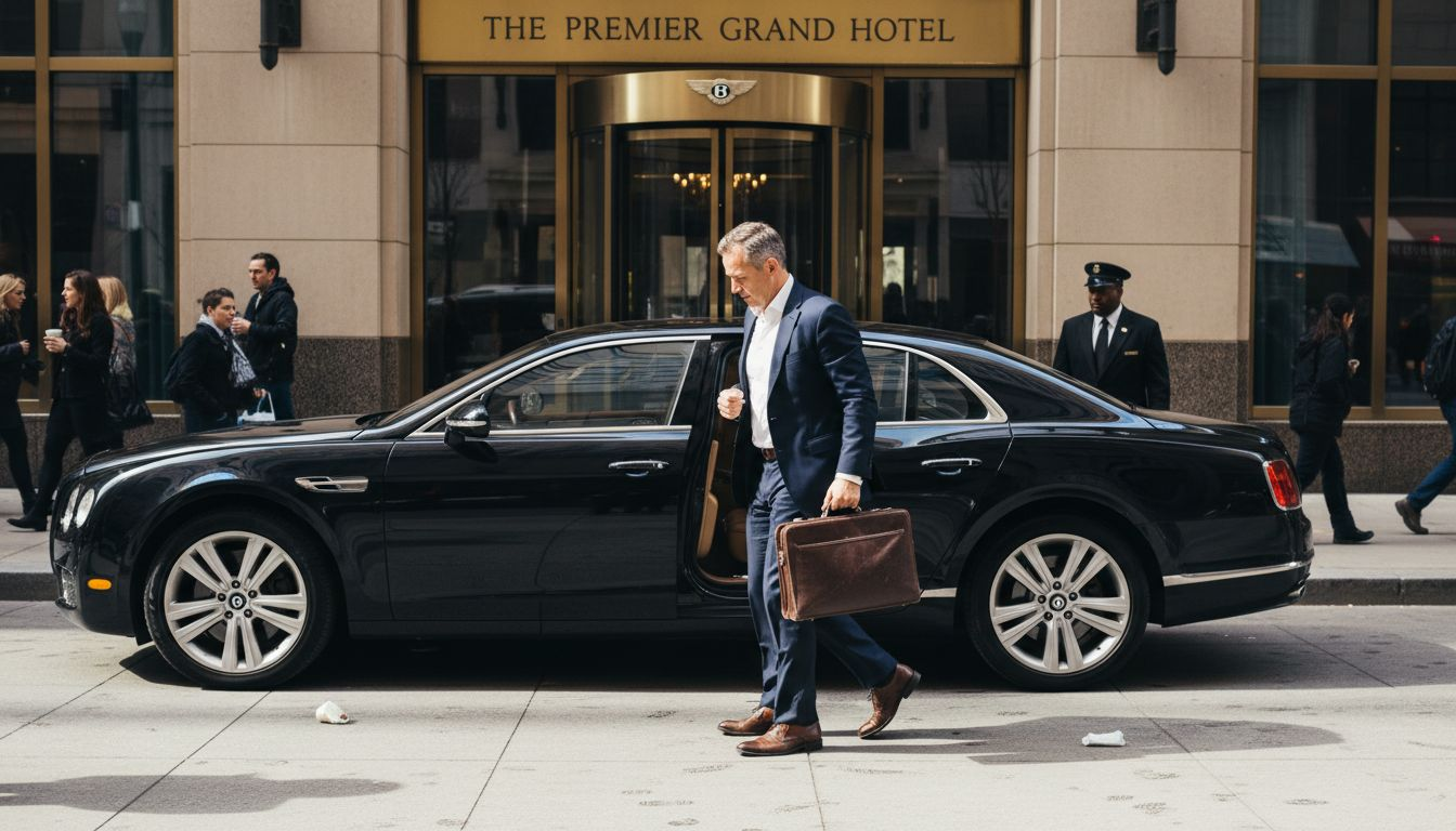 Executive arrives via luxury car service
