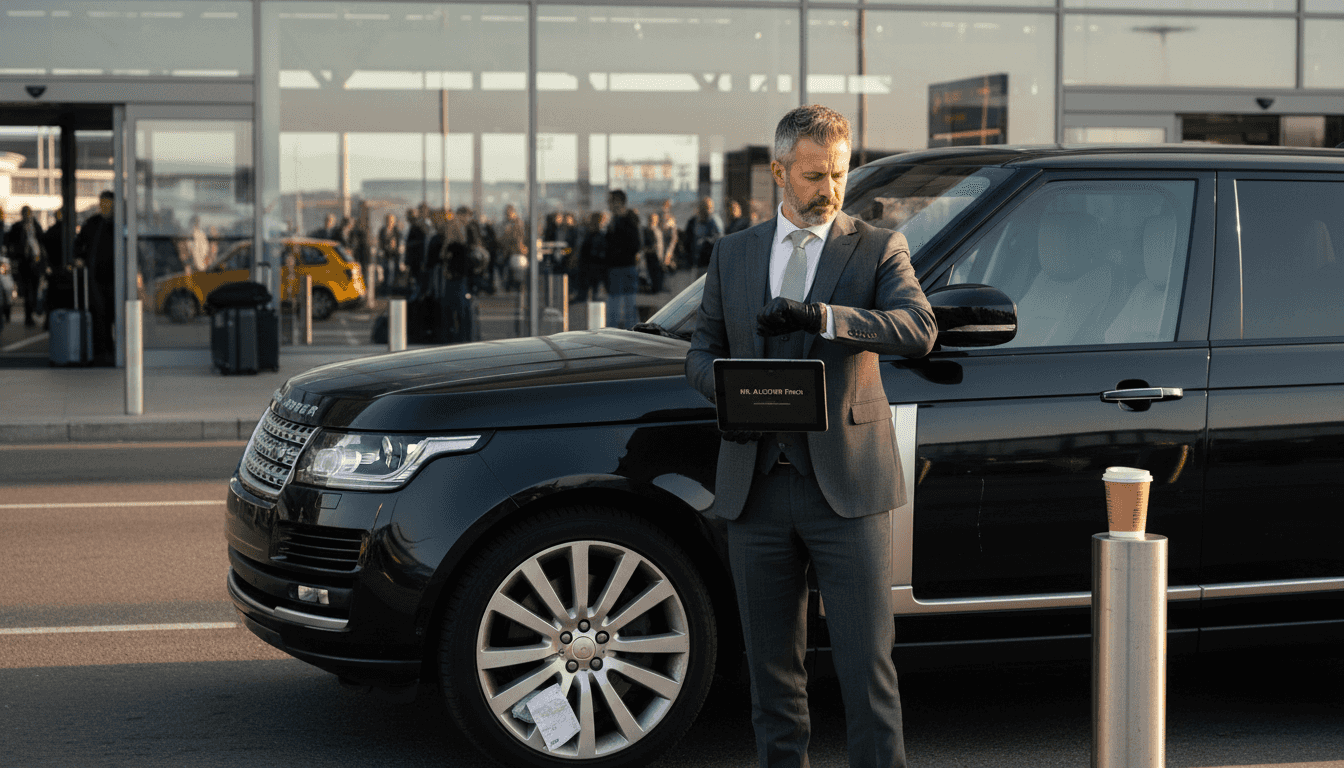 Chauffeur waiting at airport with client sign