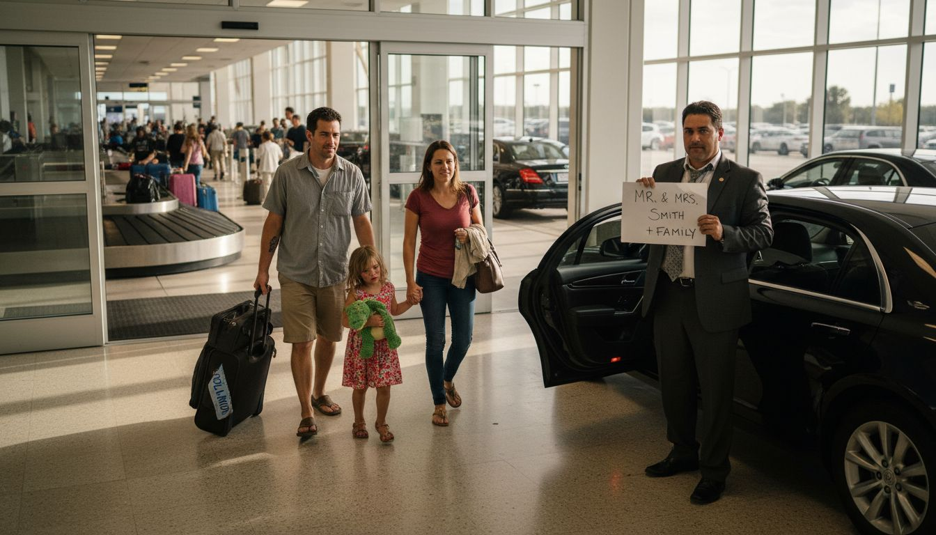 Family greeted at Orlando airport luxury transfer curb