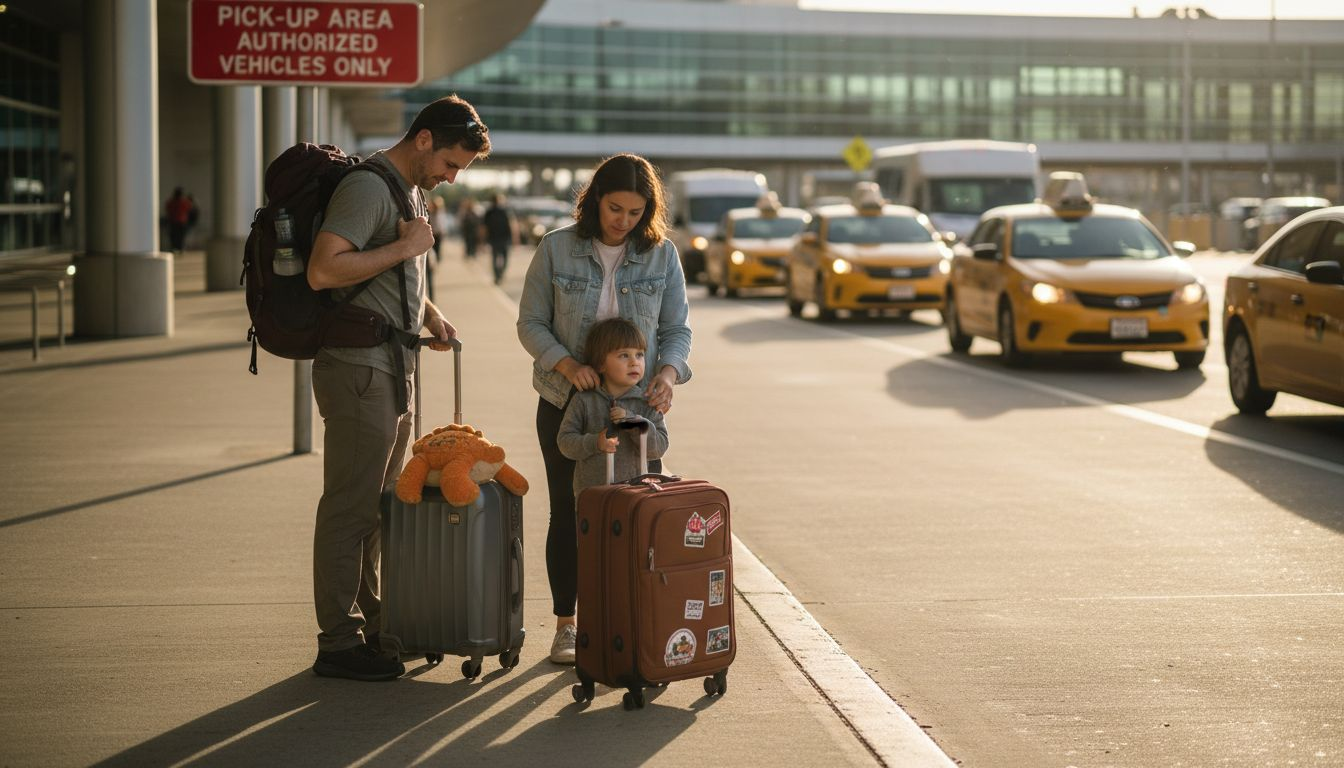 Family waiting at Orlando airport curbside