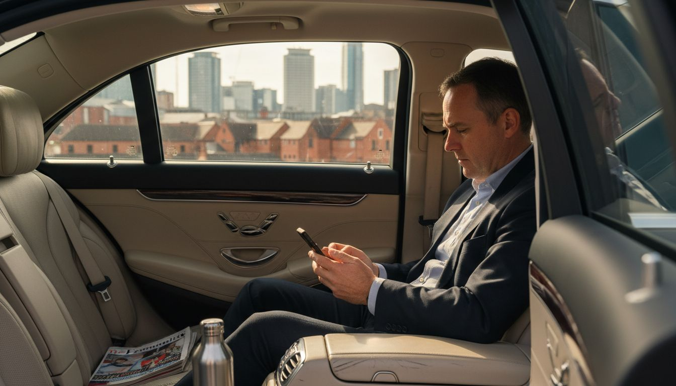Mercedes S-Class interior with executive passenger