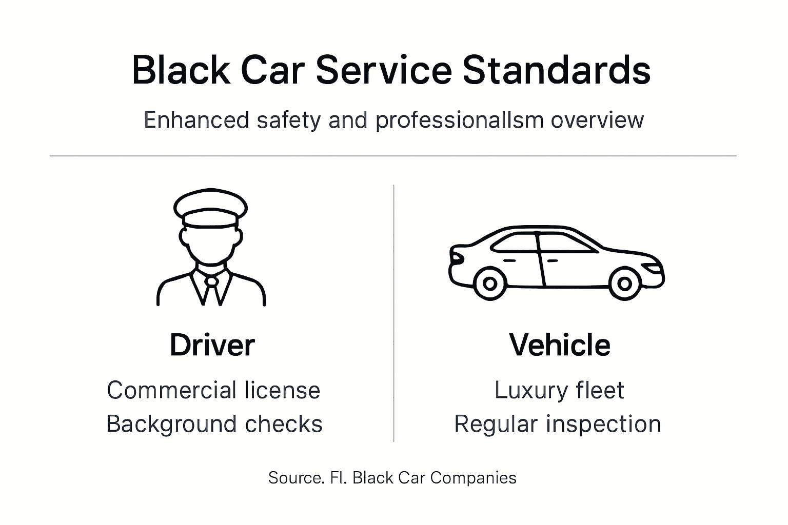 Infographic showing black car safety and professionalism standards