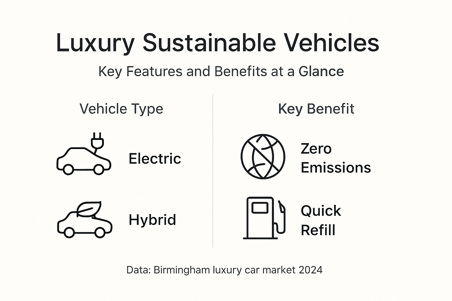 Infographic compares luxury sustainable vehicles and benefits