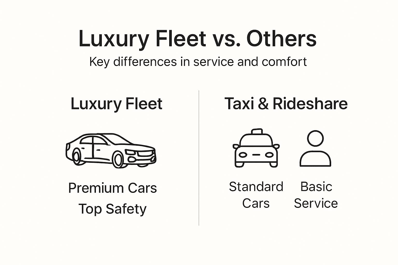 Infographic comparing luxury fleet to taxis and rideshare