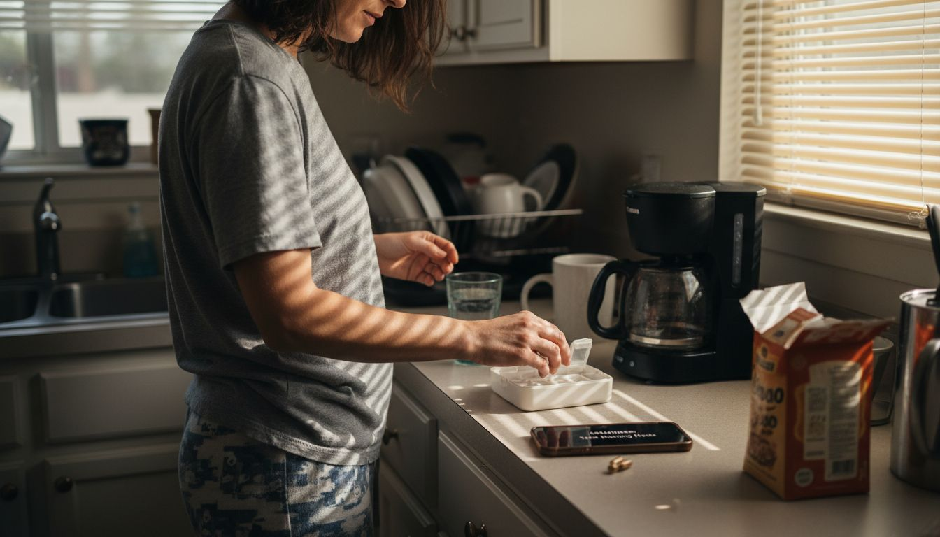 Woman taking lion's mane supplement daily