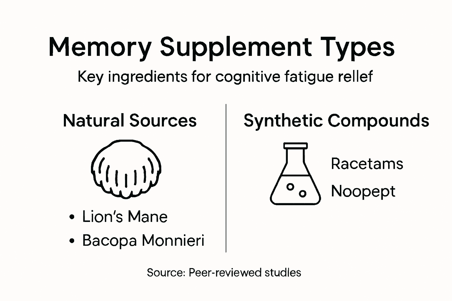 Infographic comparing memory supplement types