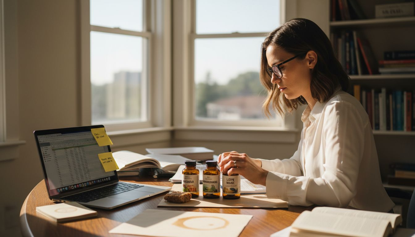 Nutritionist compares adaptogen supplements in office