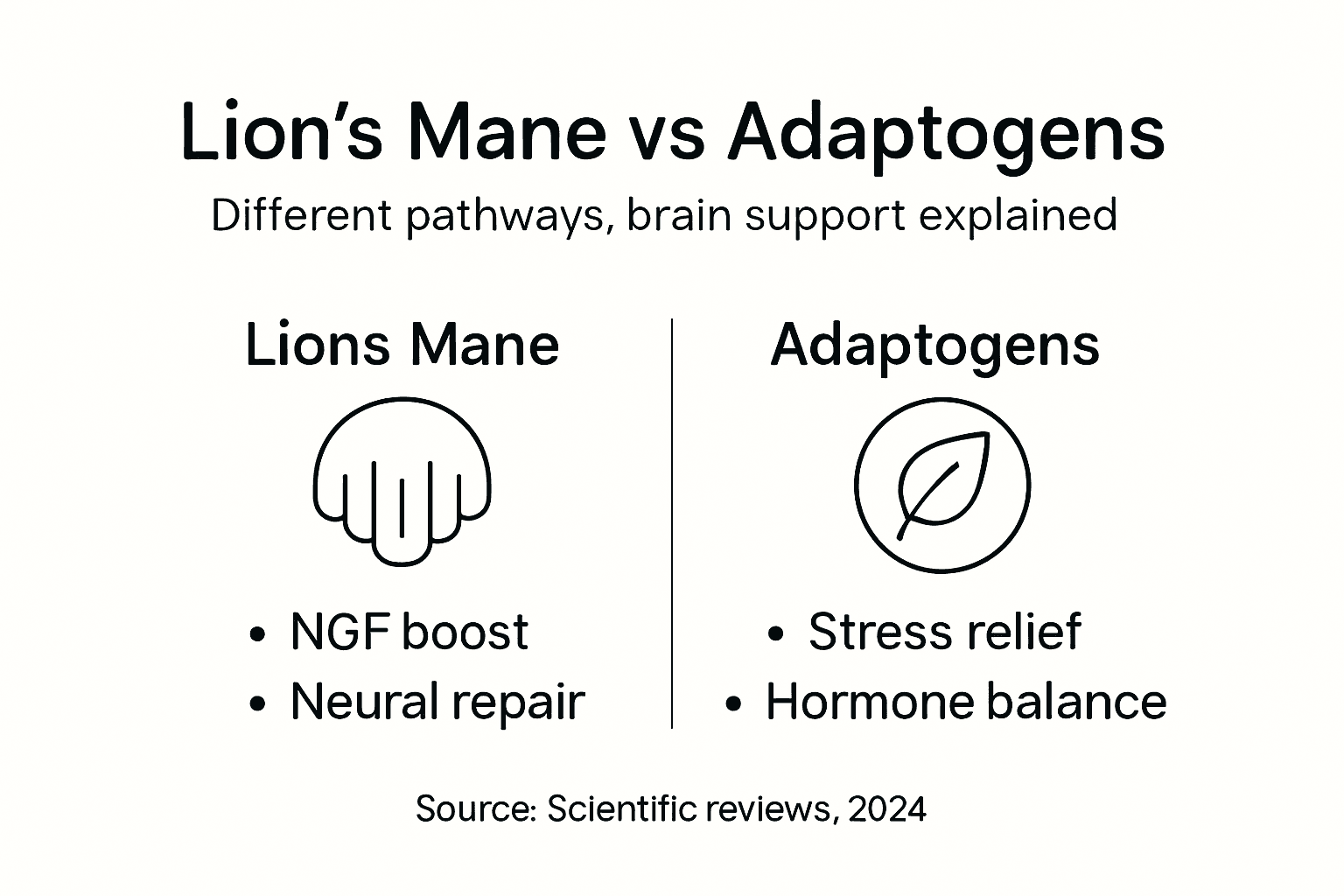 Infographic comparing Lion’s Mane and adaptogens