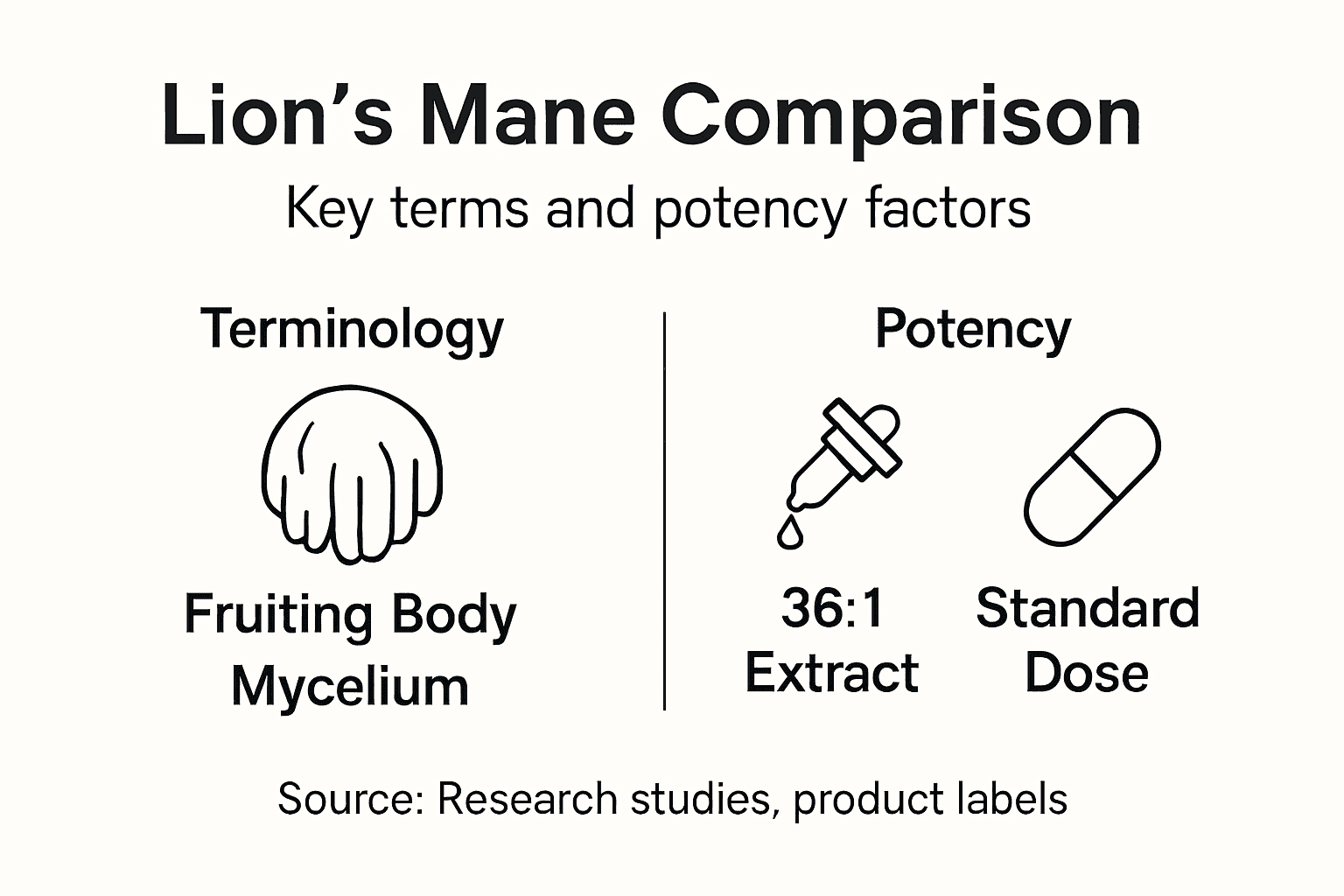 Infographic showing lion’s mane supplement comparison