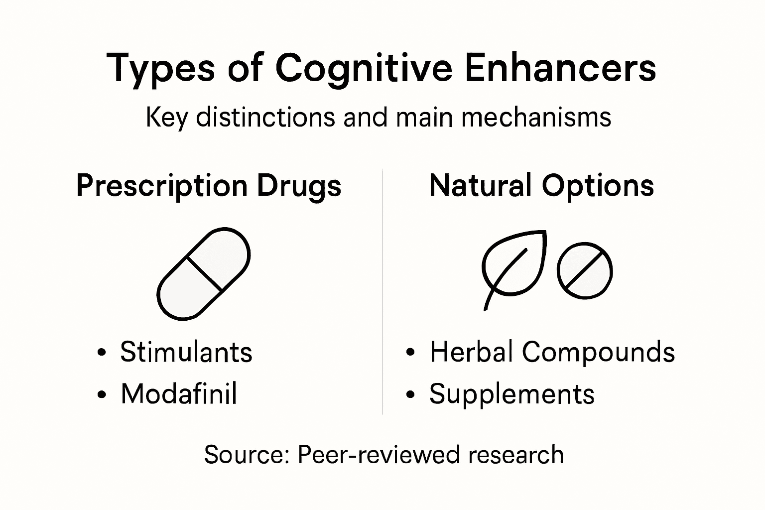Infographic comparing cognitive enhancer types