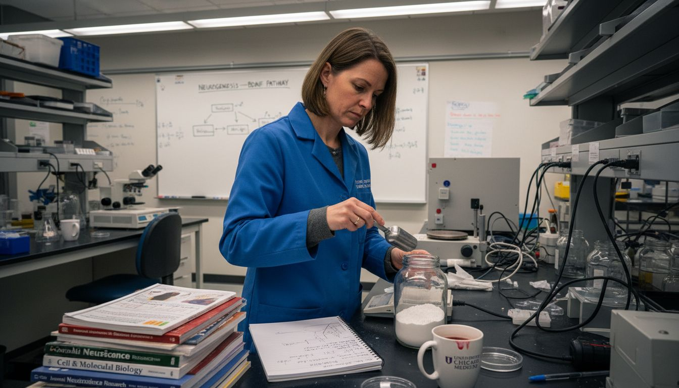 Scientist researches brain supplement mechanism in lab