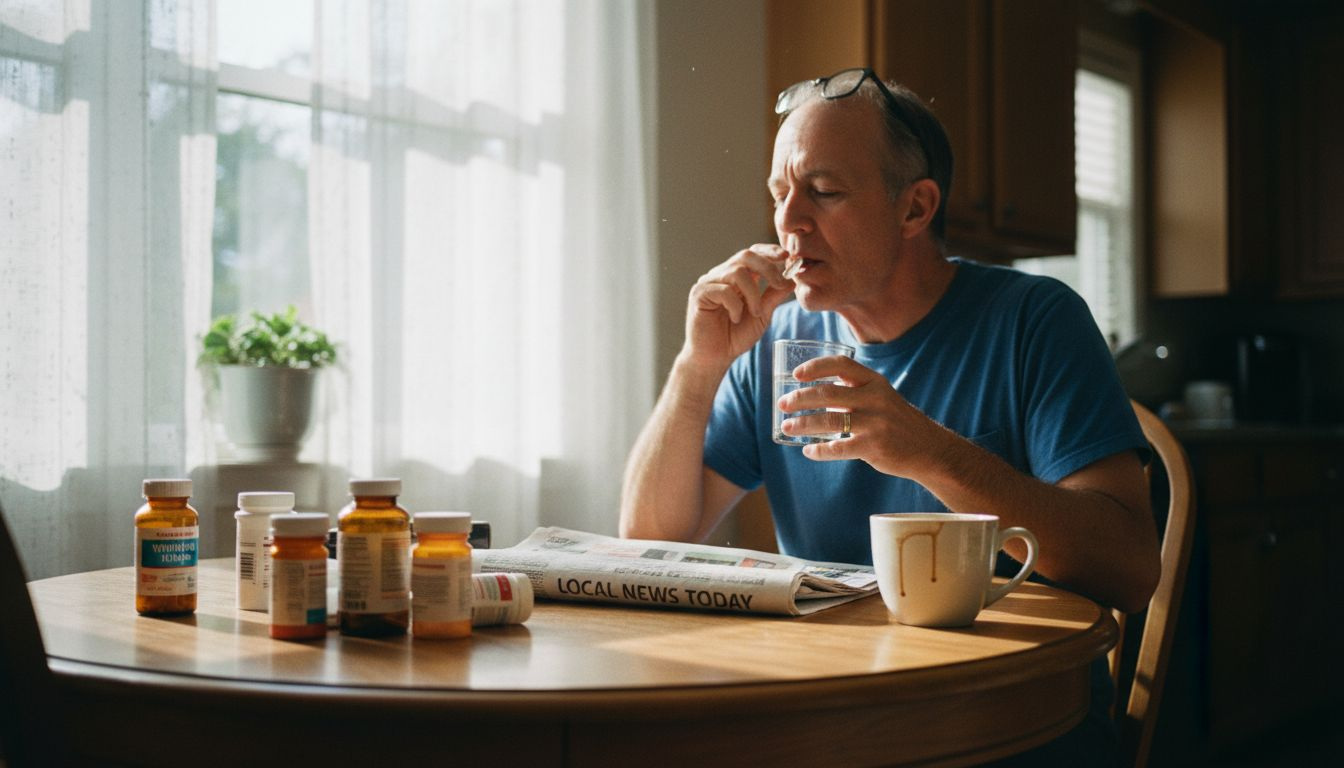 Man taking daily brain health supplement