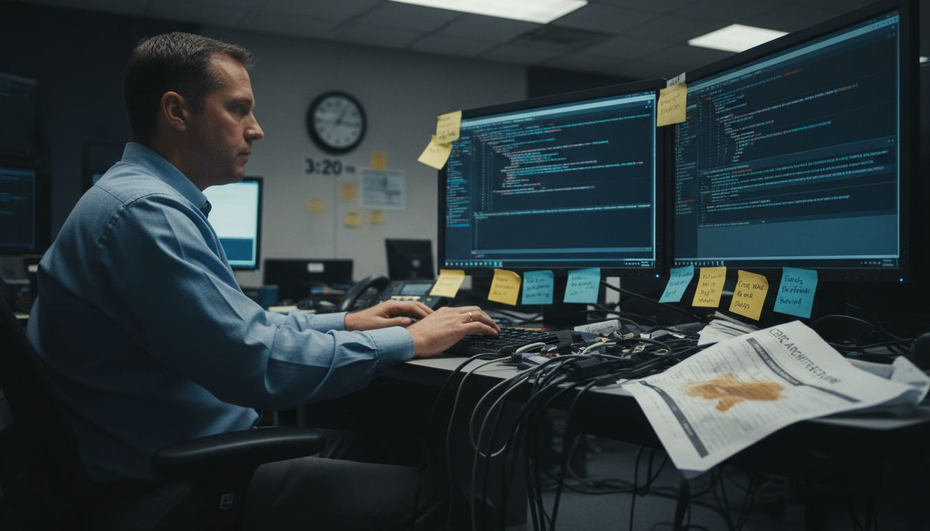 IT specialist updating CBDC blockchain software