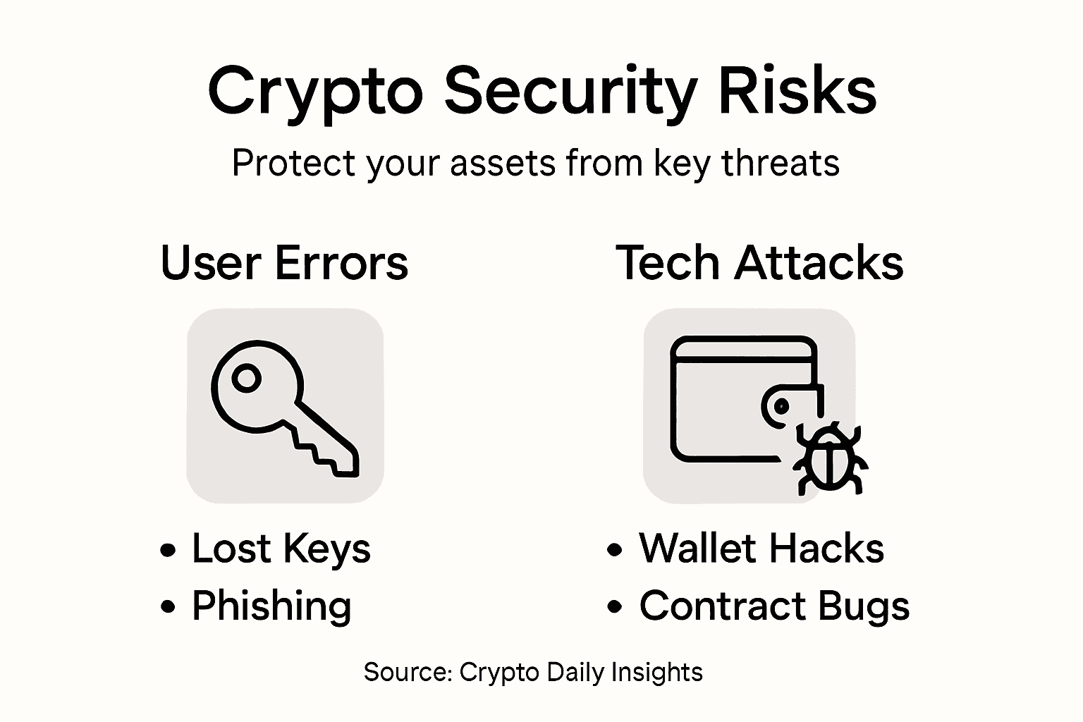 Infographic showing crypto security risks and defenses
