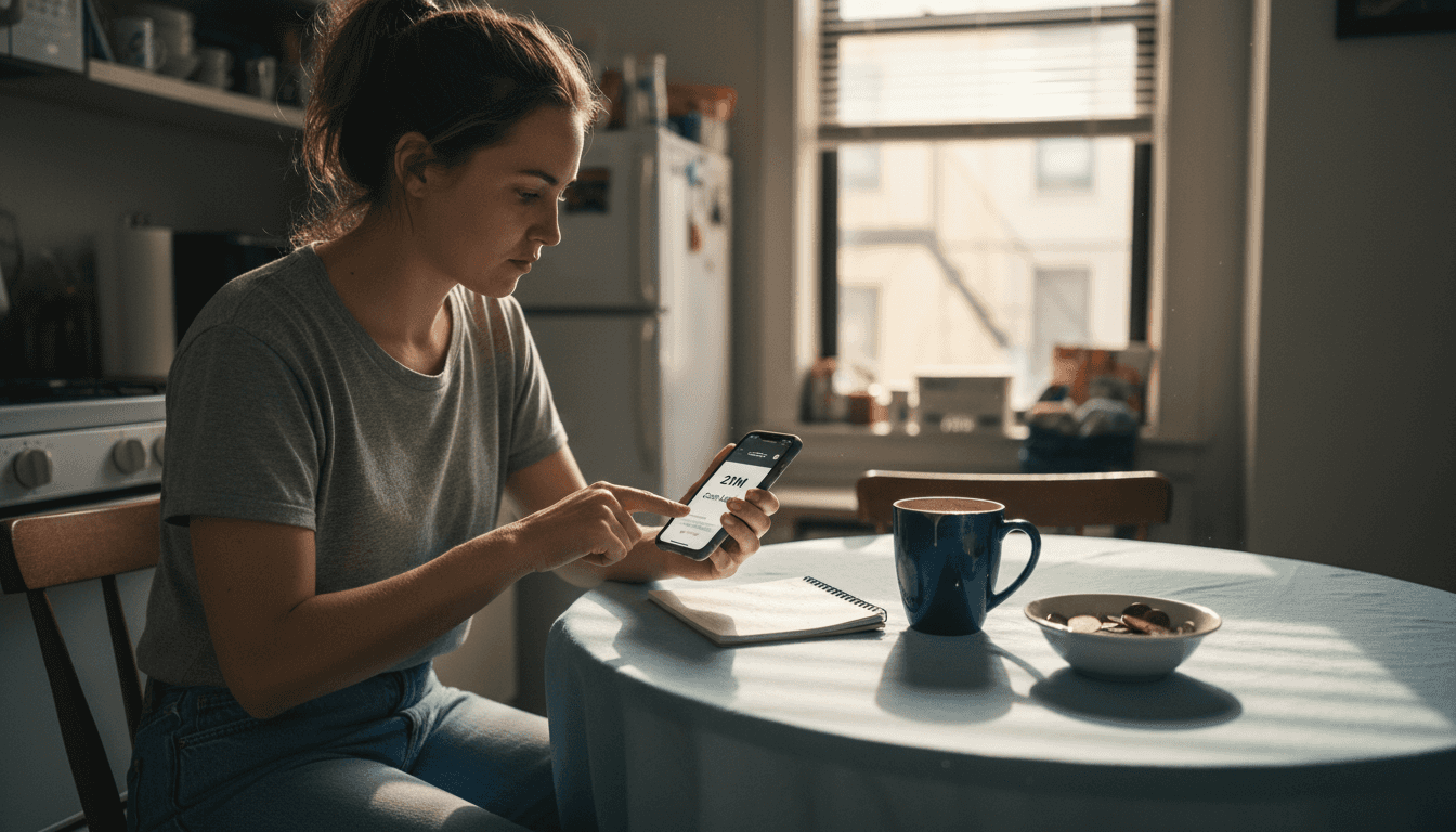 User accesses Bitcoin wallet at kitchen table