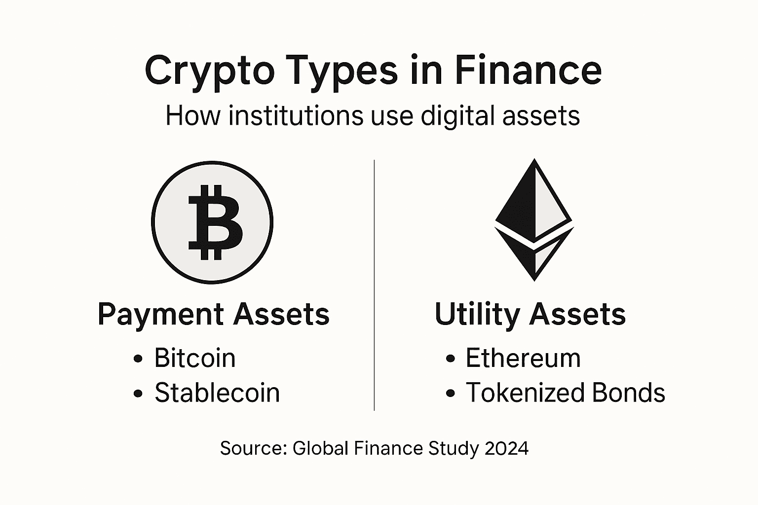 Infographic showing crypto finance asset types