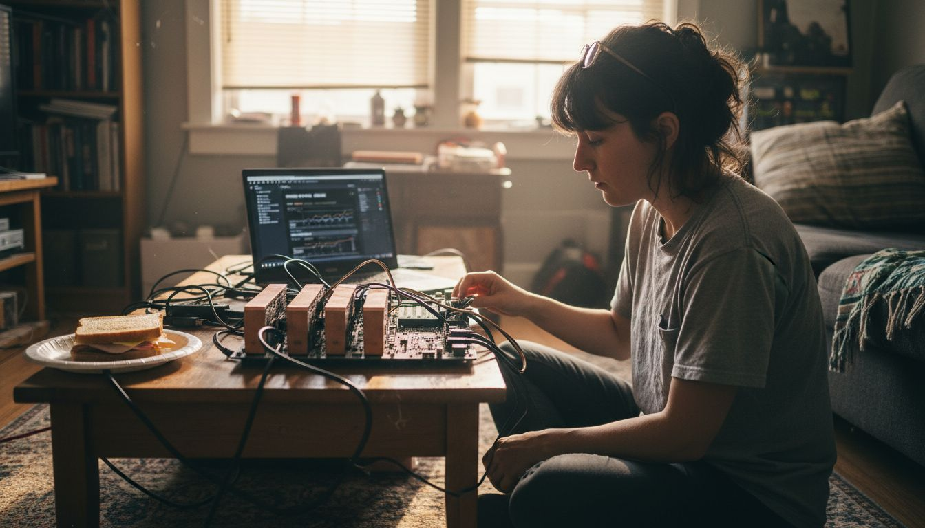 Woman building DIY GPU mining setup