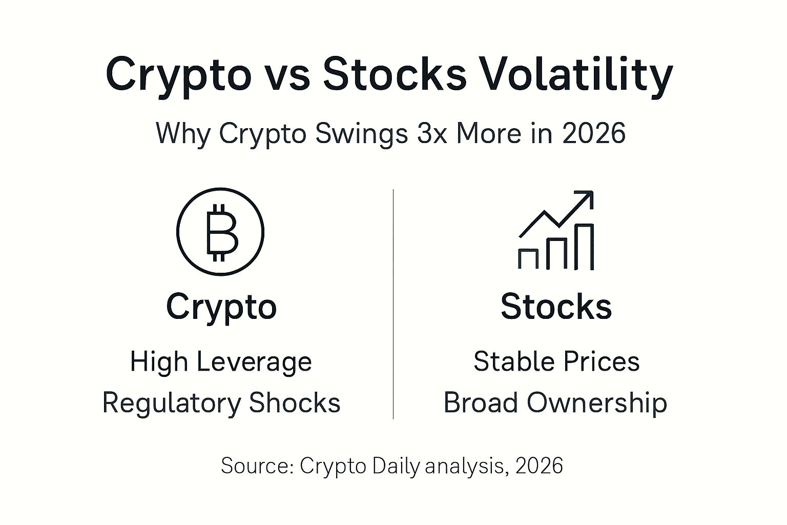 Infographic comparing crypto and stock volatility