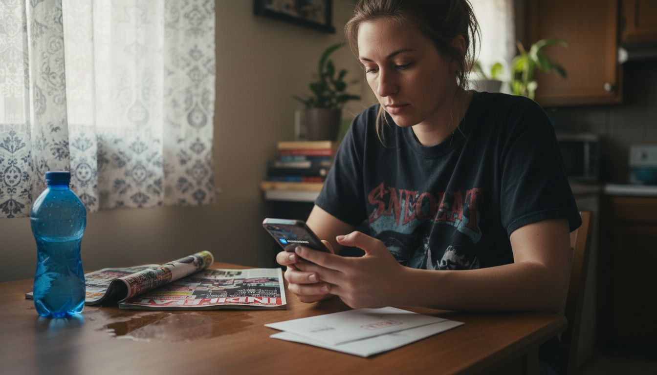 User checking verified artist profile on phone