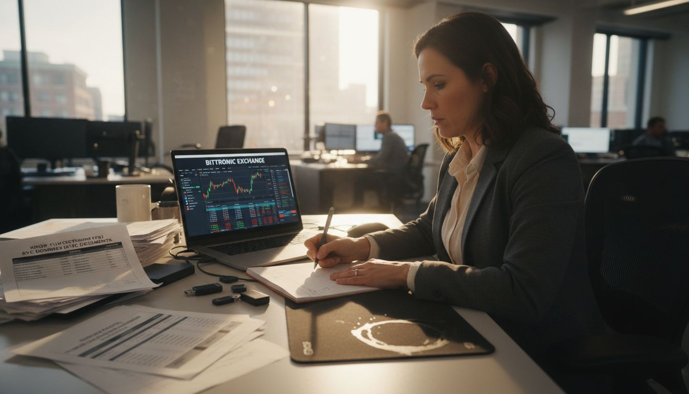 Broker reviewing centralized crypto trading platform