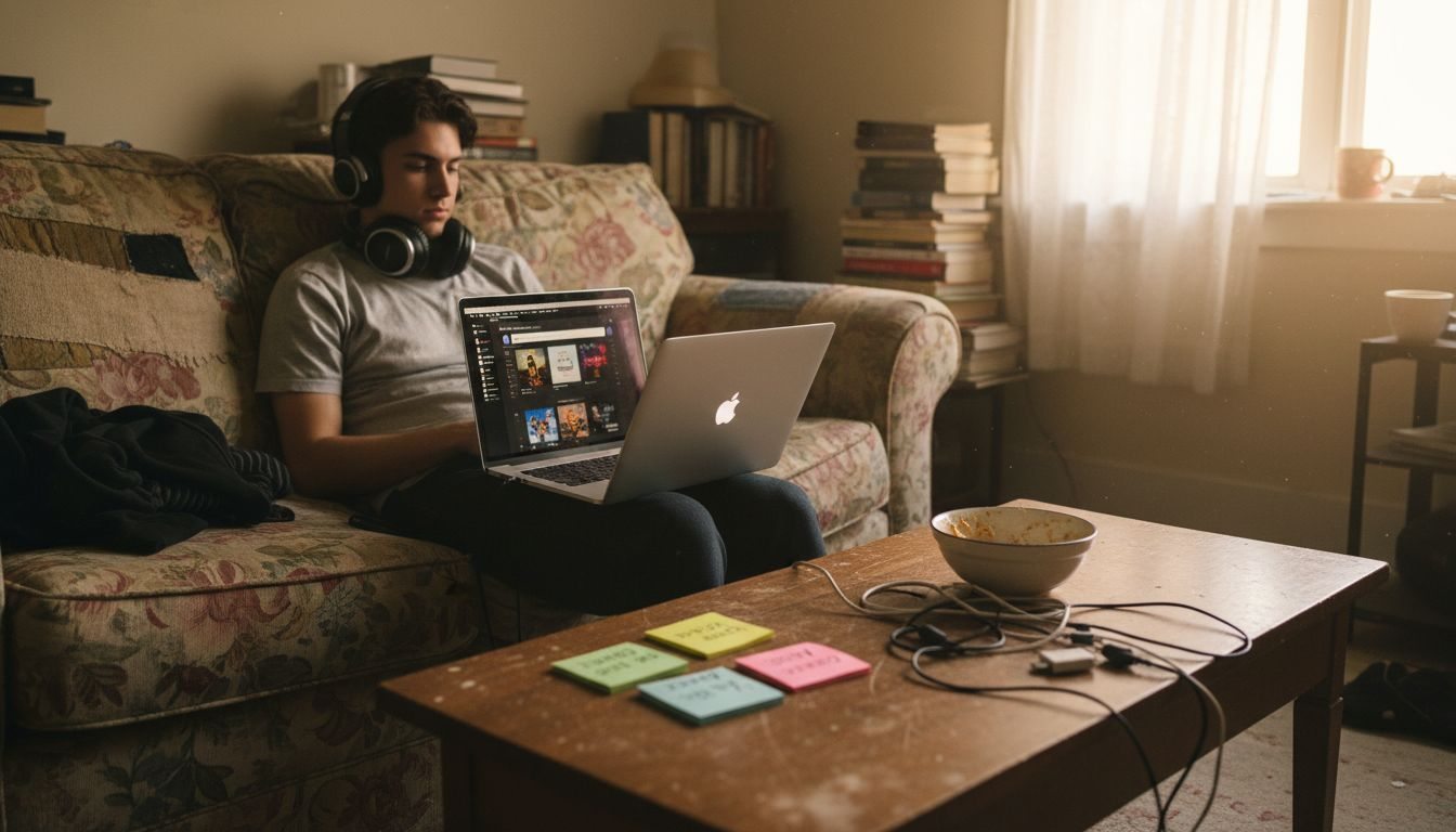 Person preparing tools for music discovery