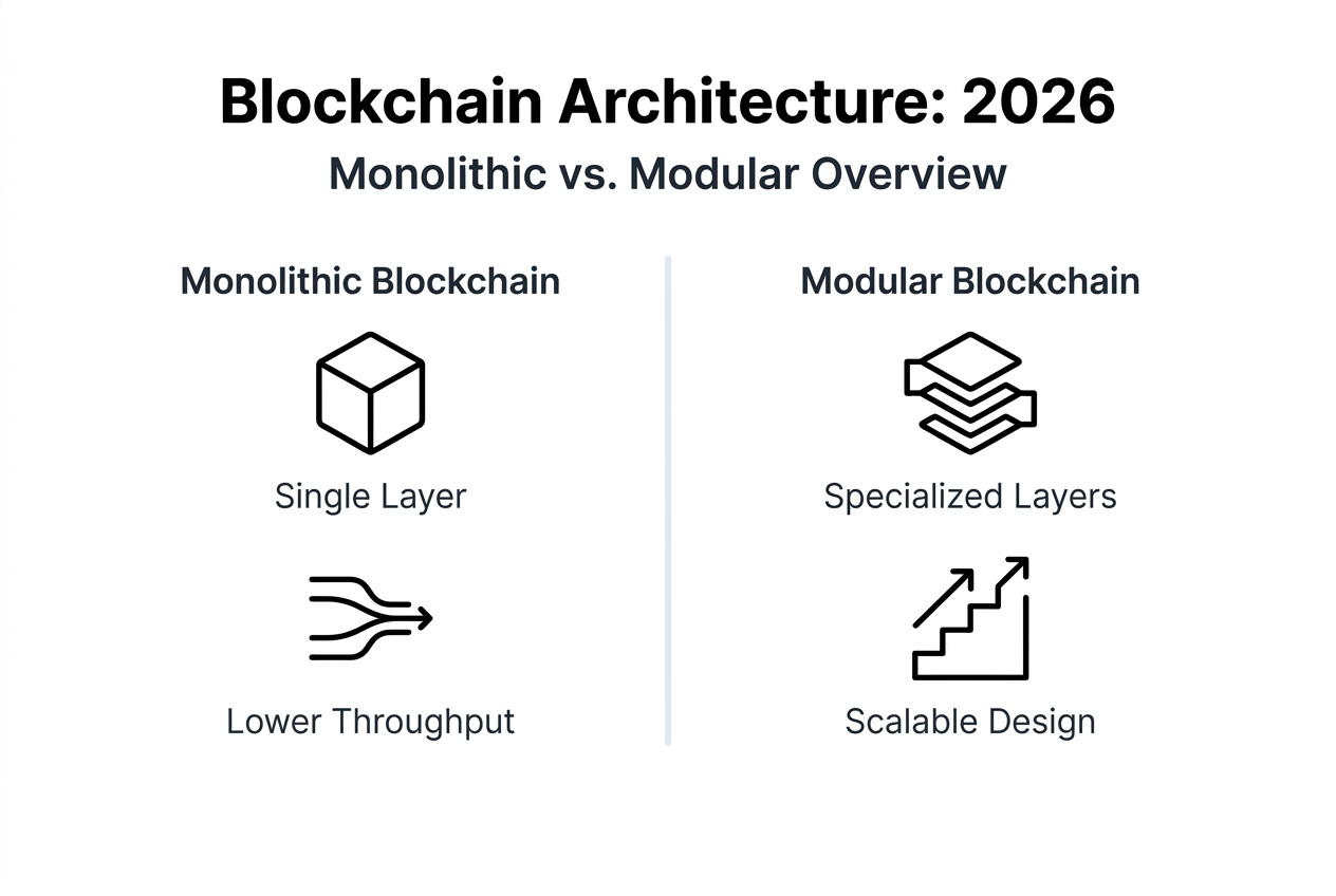 Infographic modular vs monolithic blockchain features