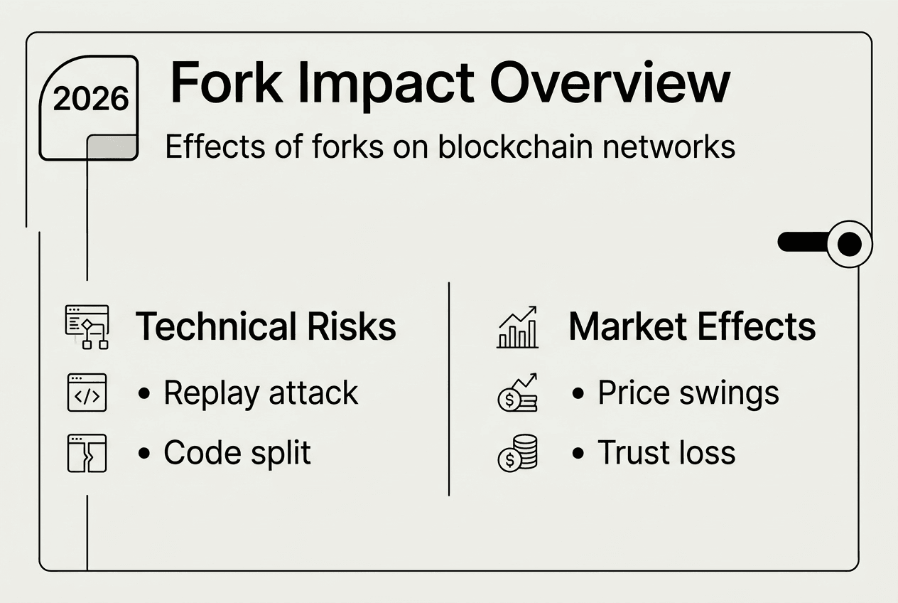Infographic of blockchain fork impacts in 2026