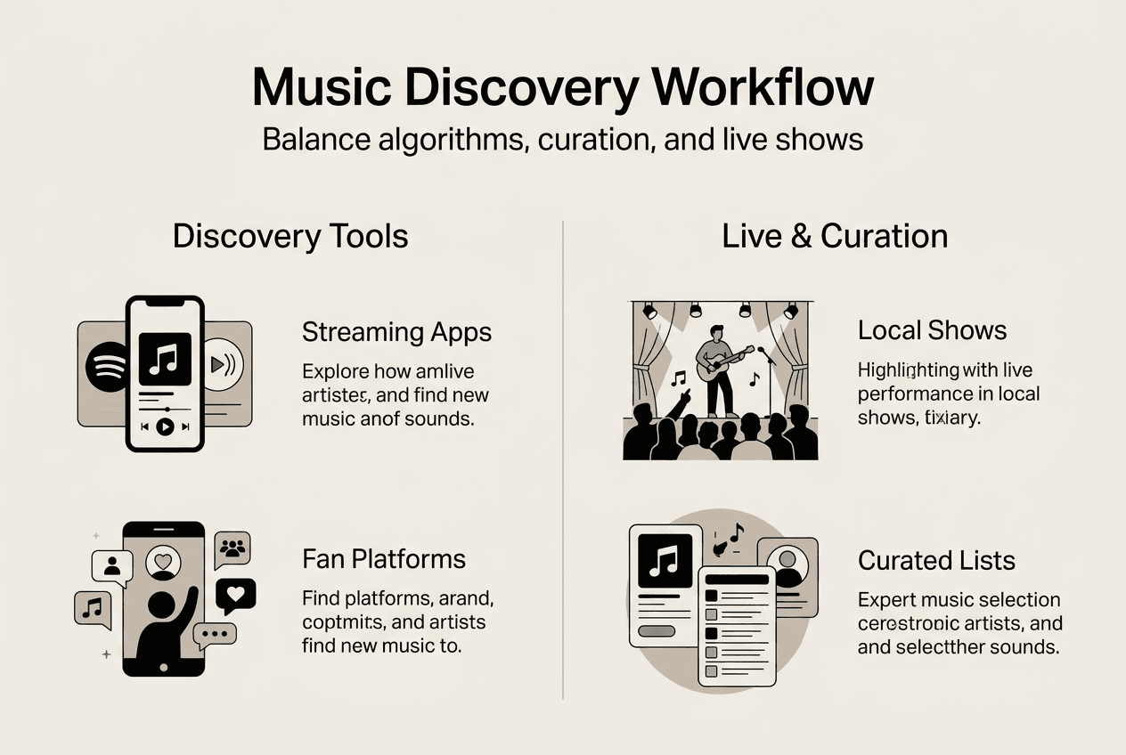 Infographic overview of music discovery workflow