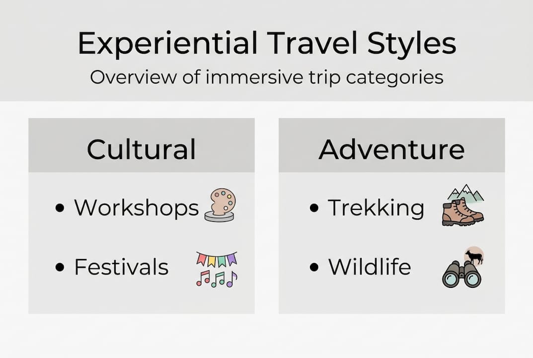 Infographic showing styles of experiential travel