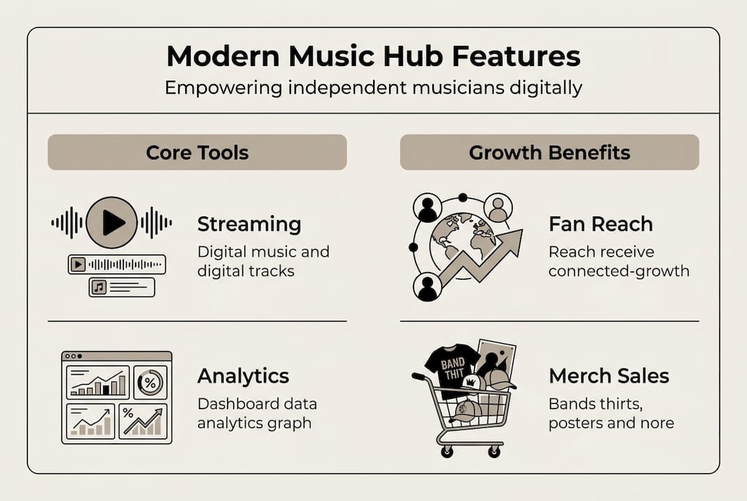 Infographic of music hub features and benefits