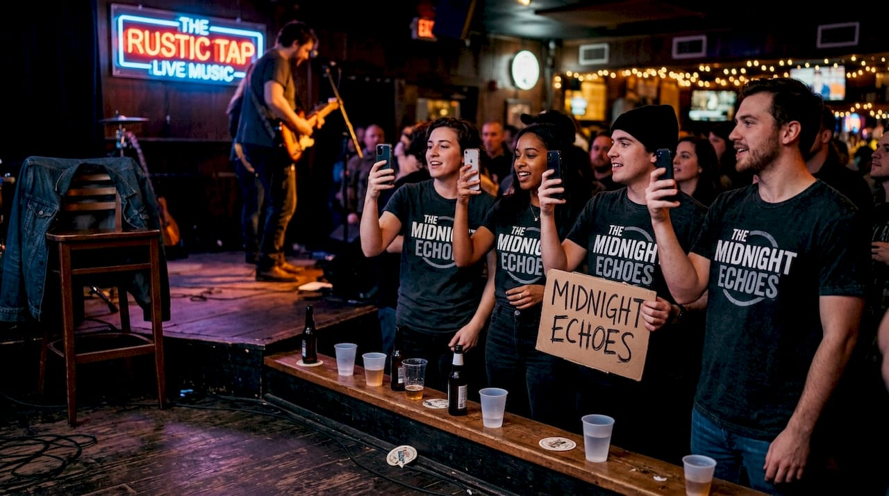 Fans supporting artist at live local concert