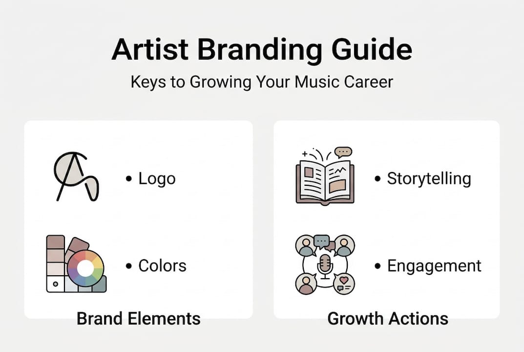 Infographic: artist branding guide, elements, actions