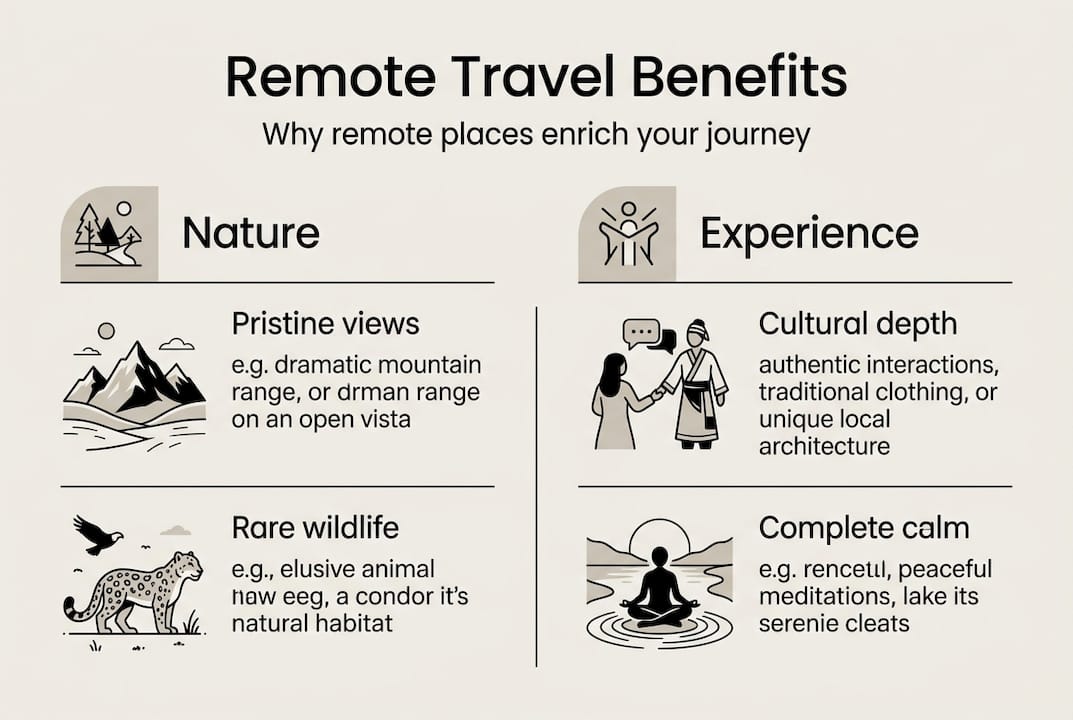 Infographic comparing remote travel key benefits