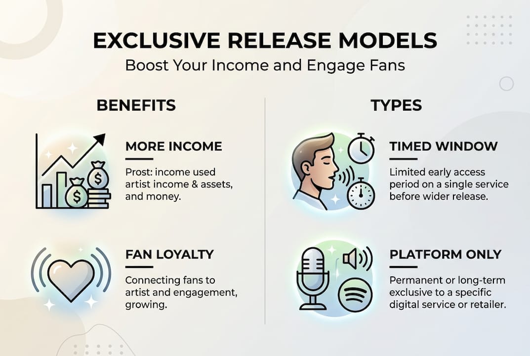 Infographic of exclusive release types and benefits