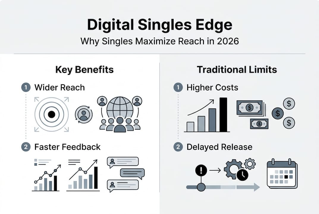 Infographic comparing digital singles and album releases