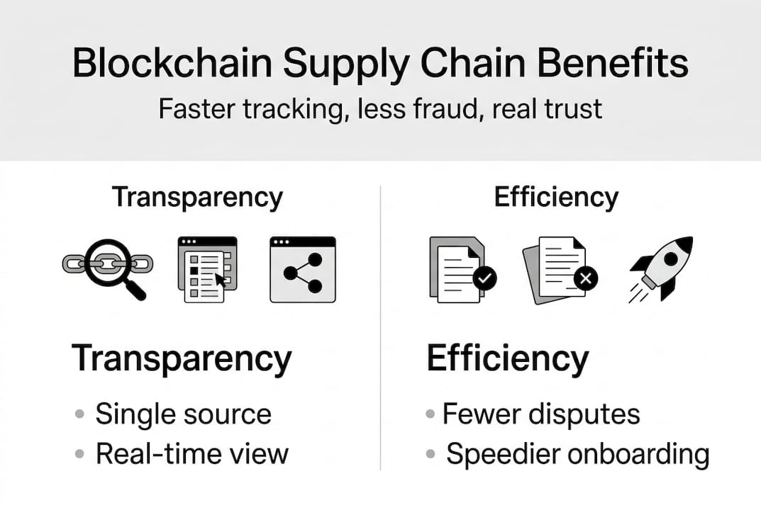 Infographic of blockchain supply chain benefits