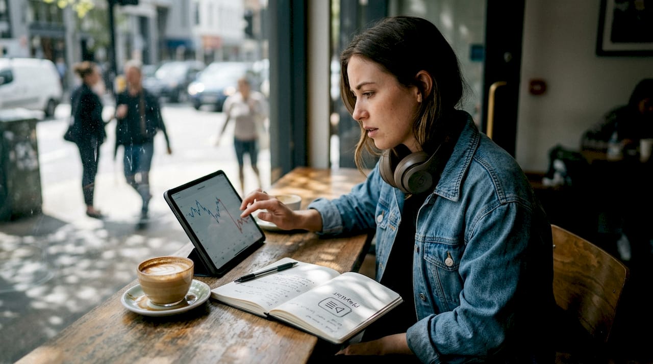 Artist seeing streaming drop on tablet graph