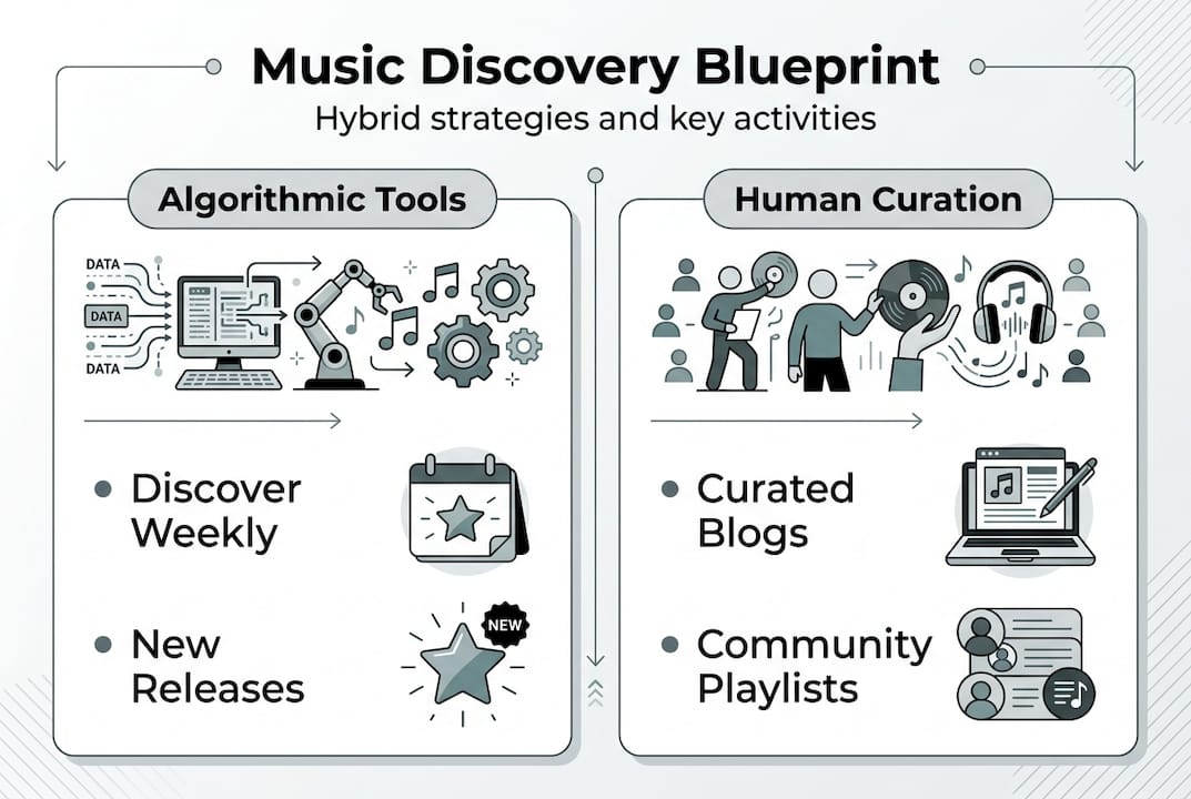 Infographic showing music discovery blueprint