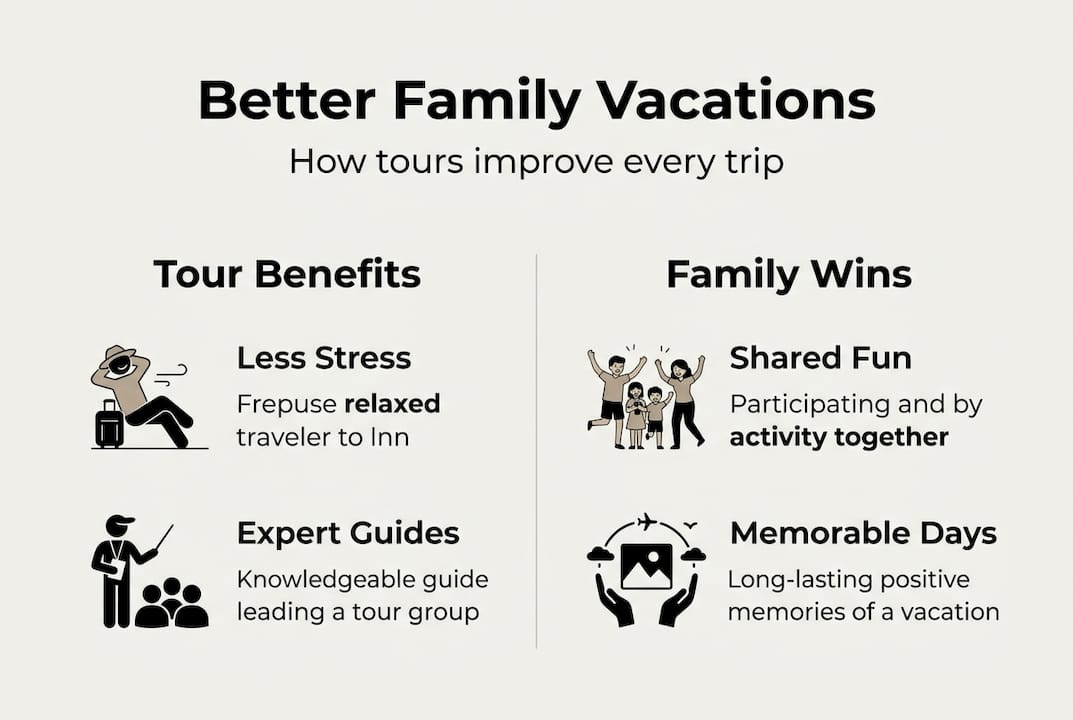 Infographic showing key ways tours help families