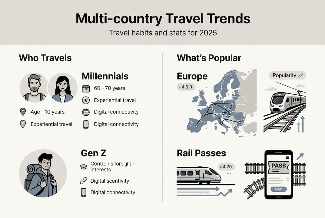 Infographic on multi-country travel statistics 2025