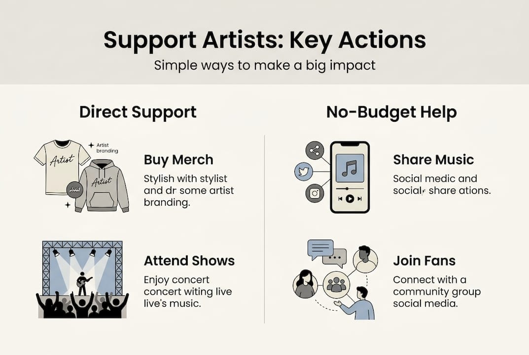 Infographic of top artist support actions