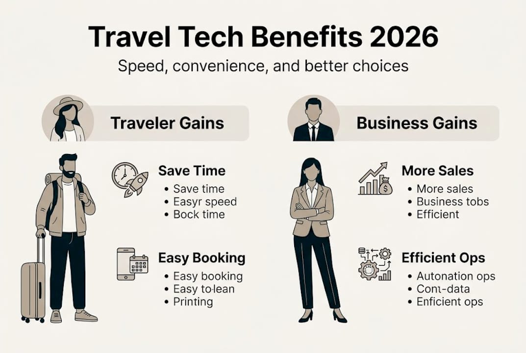 Infographic showing travel tech benefits comparison