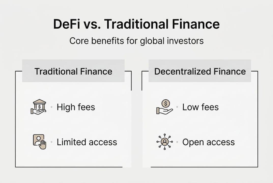 Infographic comparing DeFi and traditional finance