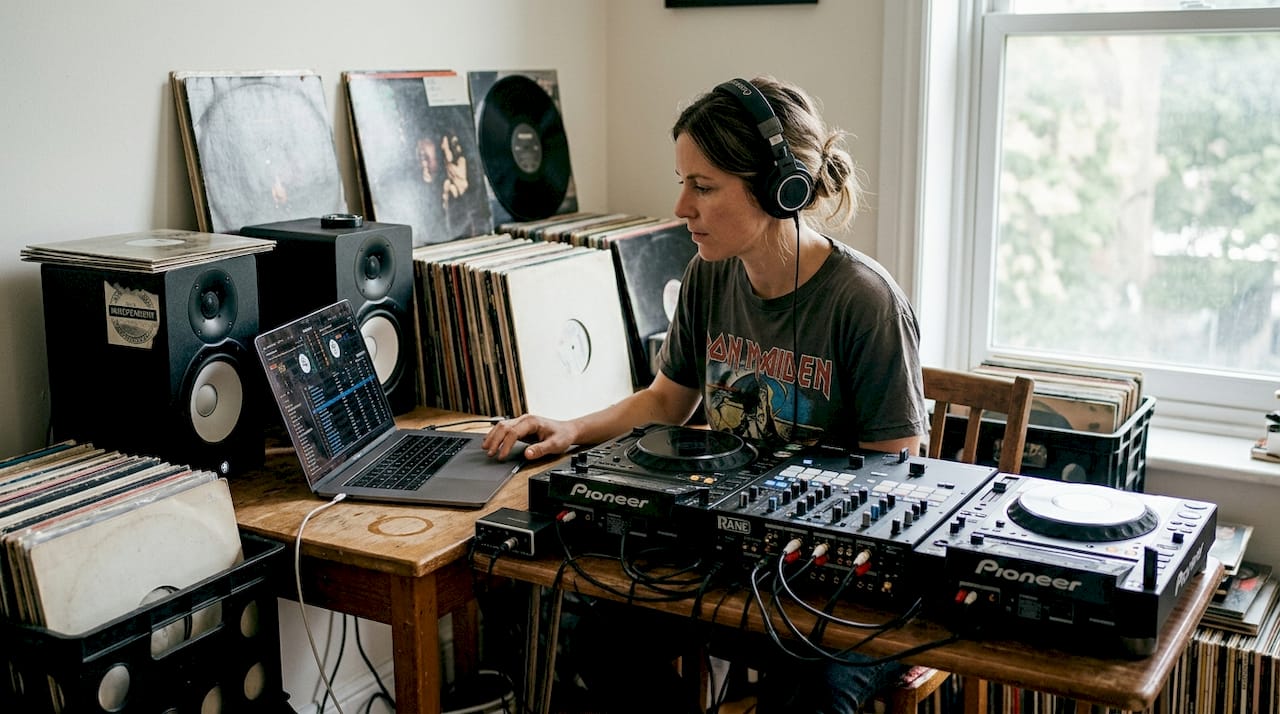 DJ selecting exclusive music tracks