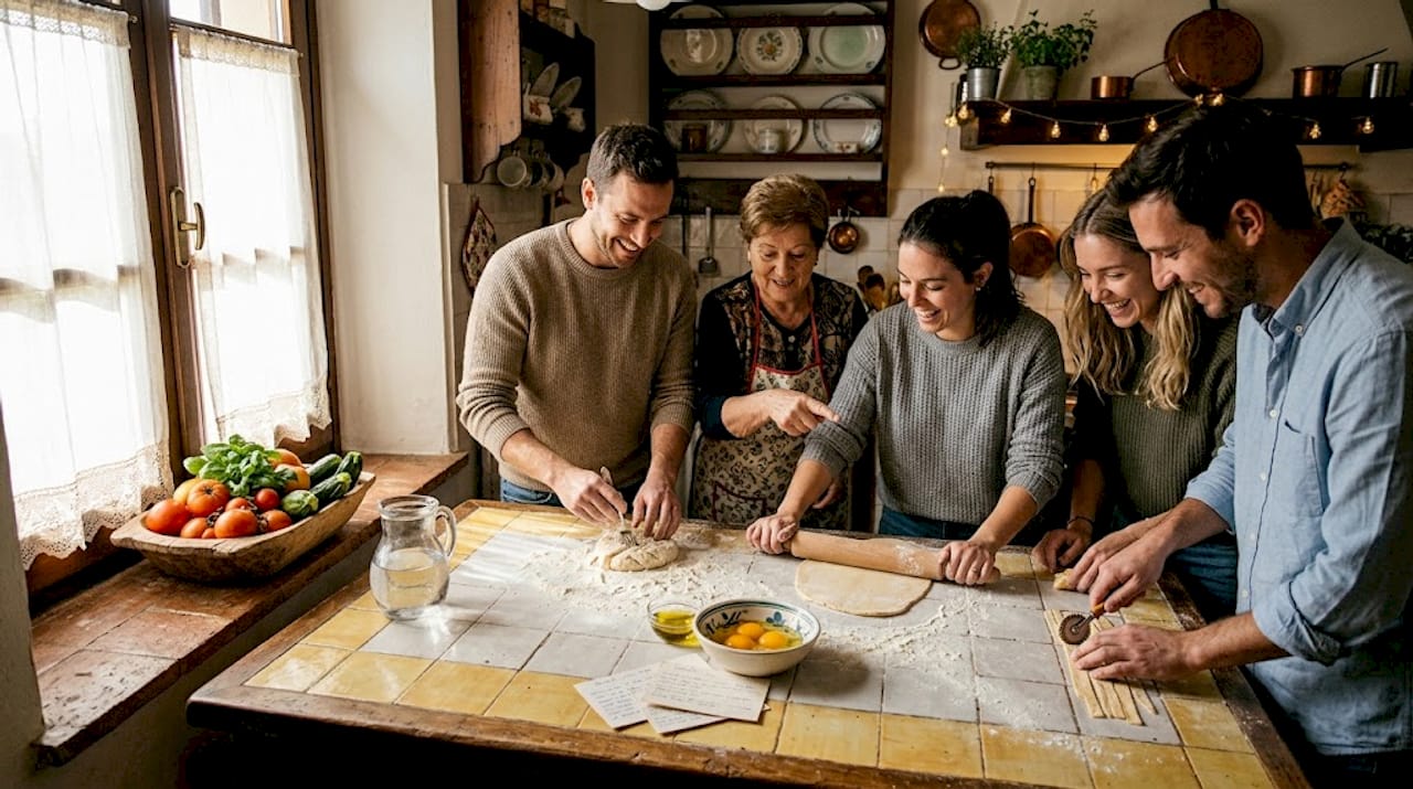 Travelers join local pasta making class